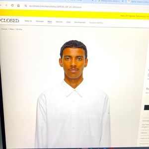 NWT Mens Large Closed poplin cotton white button down shirt